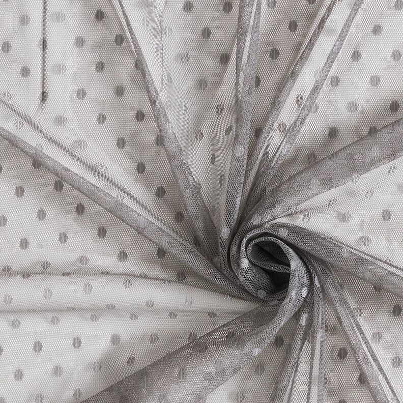Tessuto a rete soft a pois – grigio elefante, image number 4