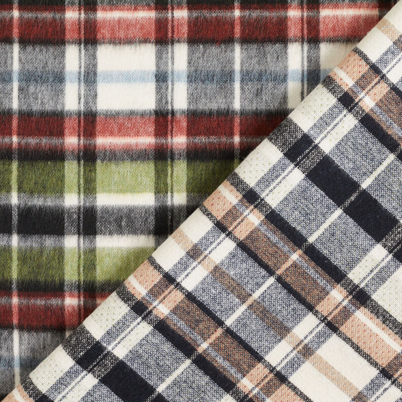 Tessuto per cappotti double face a quadri scozzesi – grigio/rosso carminio,  image number 1