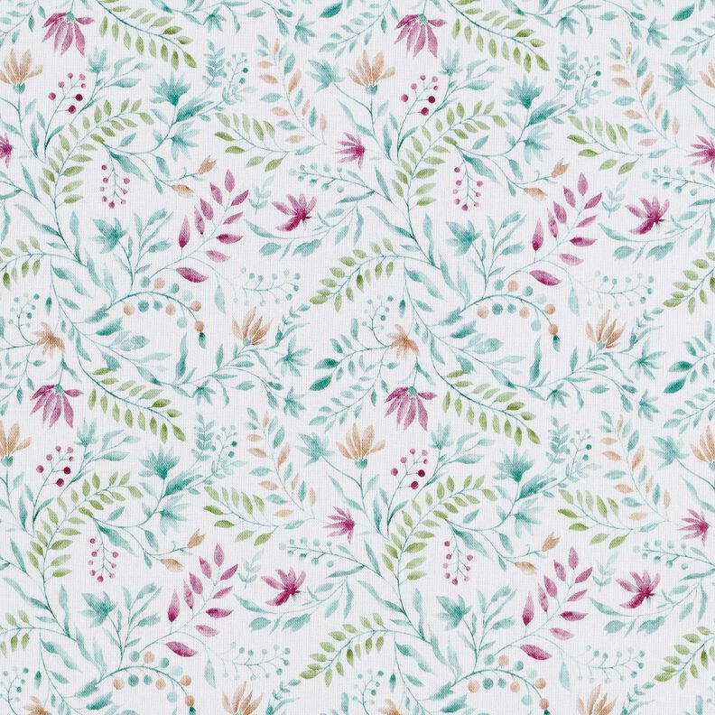popeline di cotone Fiori da sogno stampa digitale – bianco/eucalipto,  image number 1