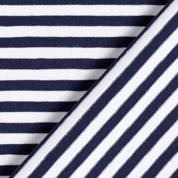 jersey di cotone righe sottili – blu marino/bianco,  image number 5