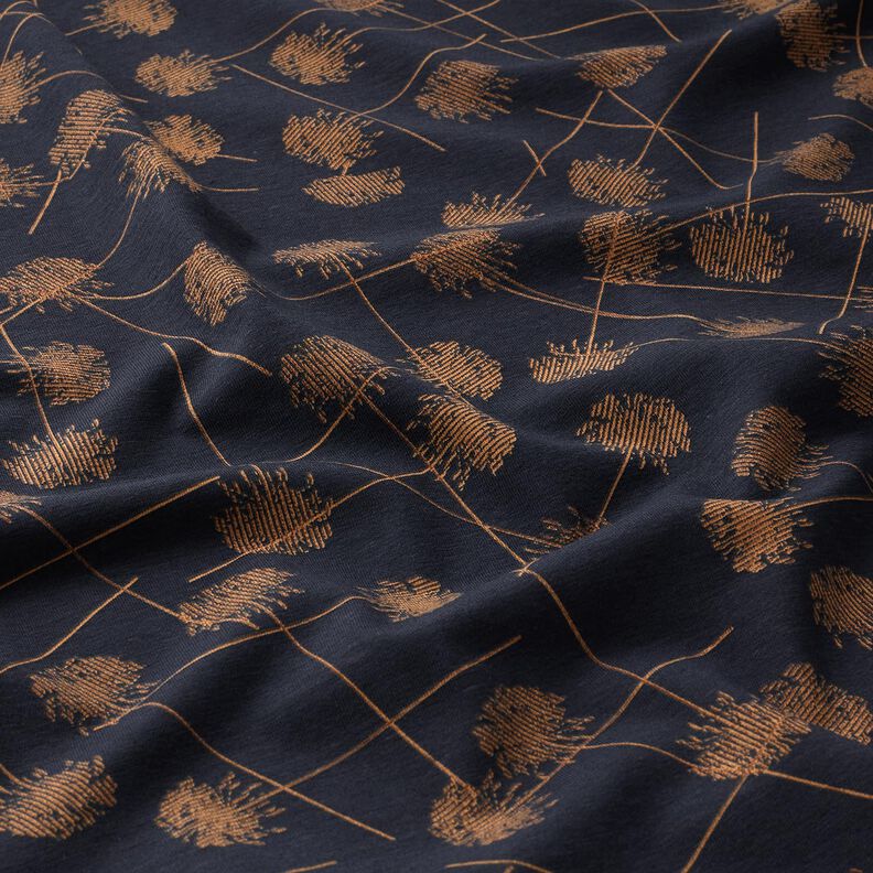 jersey di cotone Piante astratte – nero-azzurro/marrone chiaro, image number 2