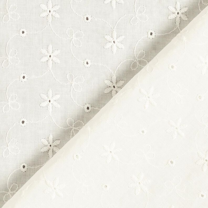 Batista di cotone ricami a giorno Tralci di fiori – bianco lana,  image number 4