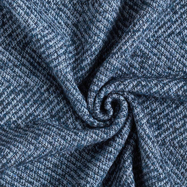 Tessuto per cappotto in tessuto misto lana zigzag – blu marino | Resto 50cm,  image number 3