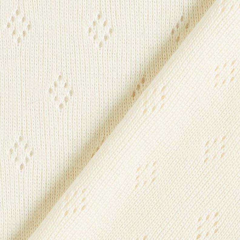 jersey maglia fine con motivi traforati – bianco lana,  image number 3
