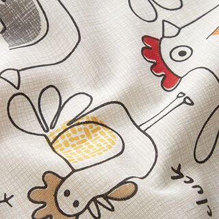 tessuto arredo tessuto canvas galline fumetto – naturale, 