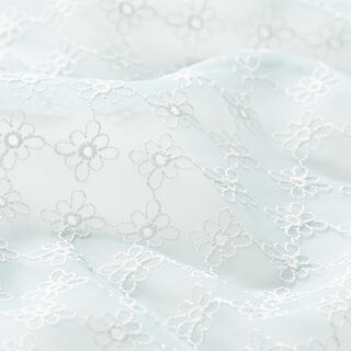 tessuto a rete soft, ricamo floreale – azzurro, 