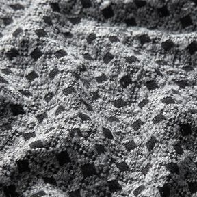 Tessuto per cappotto a quadretti – grigio chiaro/nero, 