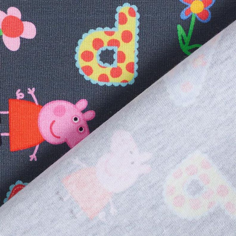 jersey di cotone Tessuto oggetto di licenza Peppa Pig, lettere dell’alfabeto e fiori | ABC Ltd. –,  image number 4