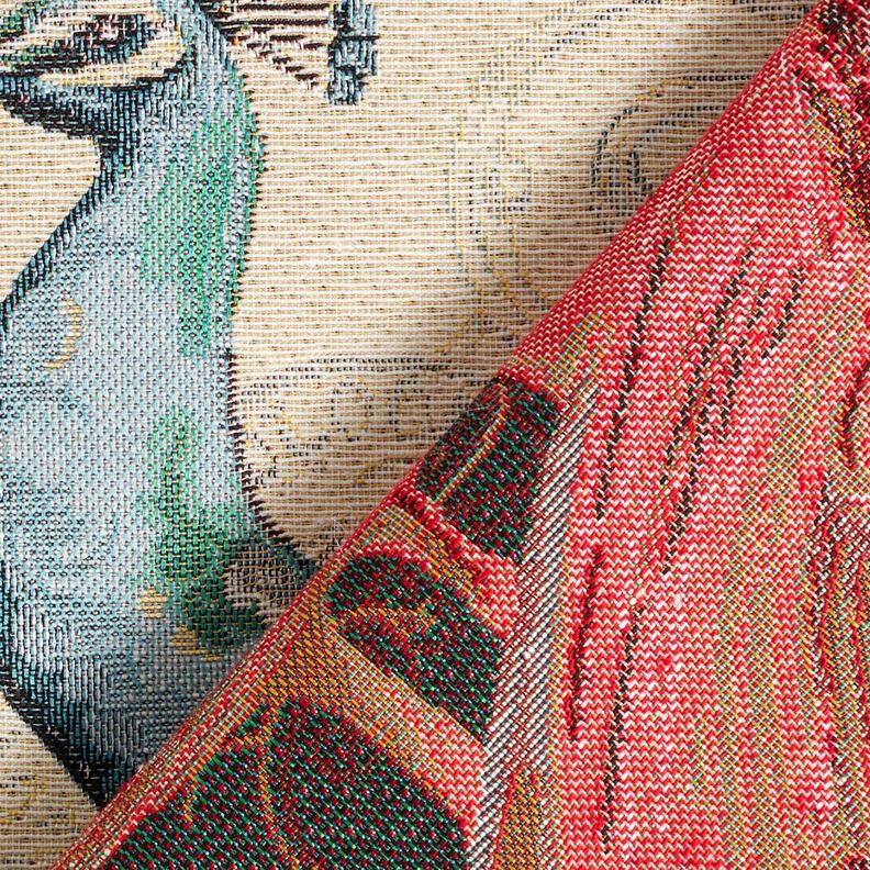 taglio di tessuto arredo gobelin Pavone &ndash; beige chiaro/blu,  image number 4