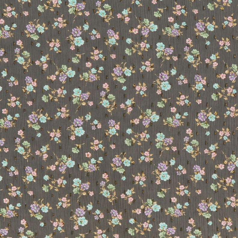 Chiffon increspato Dobby e Fiori &ndash; nero/azzurro,  image number 1