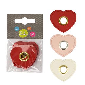 applicazione in similpelle con occhiello, cuore [ 4 pezzo/i ] – bianco lana, 
