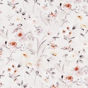 tessuto in cotone popeline Sottili rami di fiori – grigio argento/beige chiaro, 