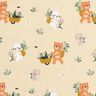 popeline di cotone Animali che raccolgono fiori – giallo vaniglia,  thumbnail number 1