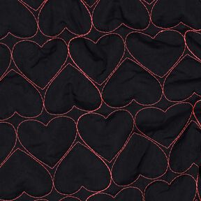 tessuto trapuntato Cuori al neon | Poppy Fabrics – nero/fucsia neon, 