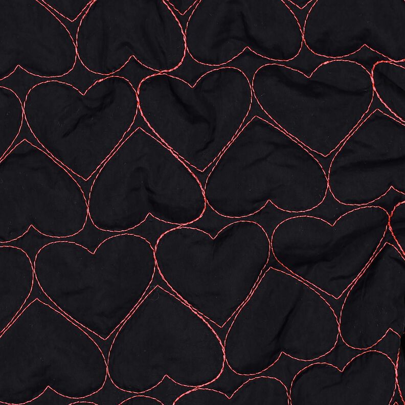 tessuto trapuntato Cuori al neon | Poppy Fabrics – nero/fucsia neon, image number 2