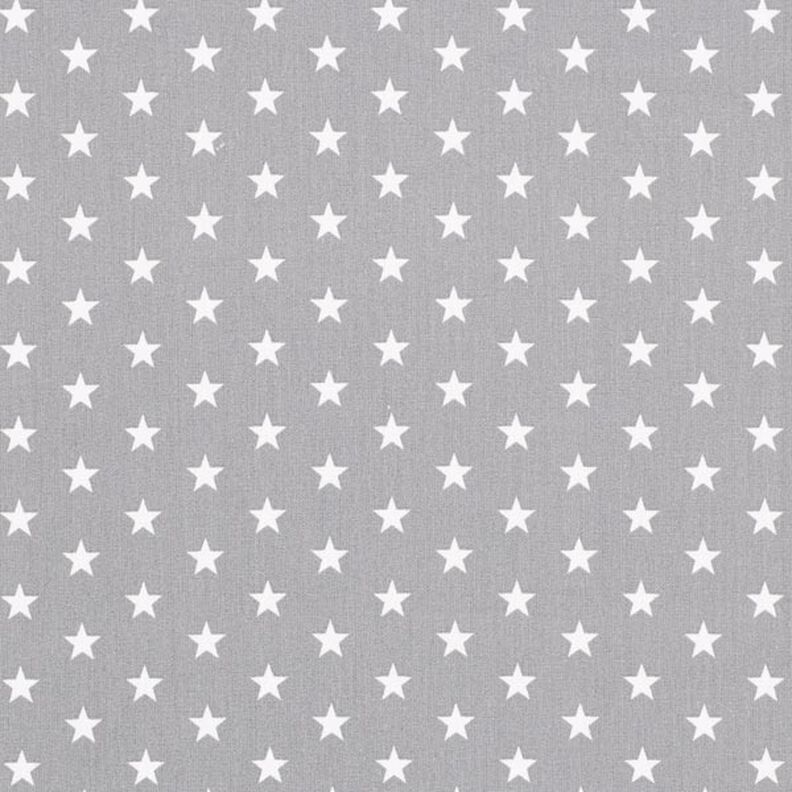 popeline di cotone stelle medio-grandi – grigio/bianco,  image number 1