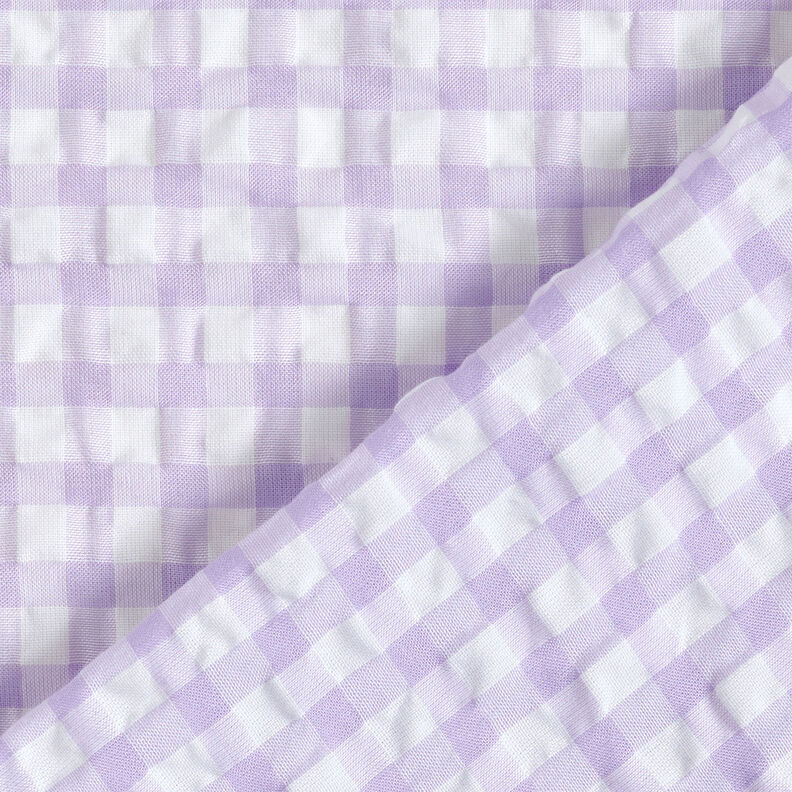 Seersucker a quadretti Vichy grandi – bianco/lillà pastello,  image number 4