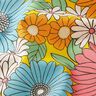 tessuto in cotone cretonne Grandi fiori retrò – turchese/giallo sole,  thumbnail number 2