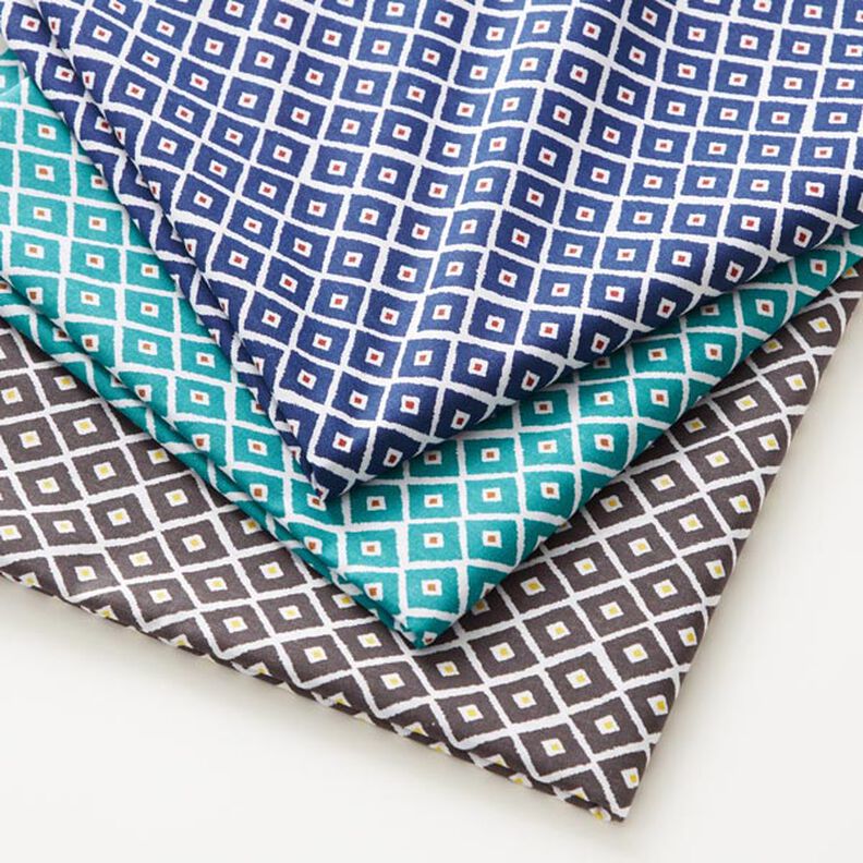 tessuto in cotone cretonne Losanghe – blu,  image number 5