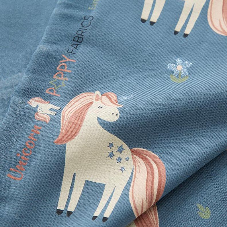 jersey di cotone Graziosi unicorni glitterati – grigio blu,  image number 3