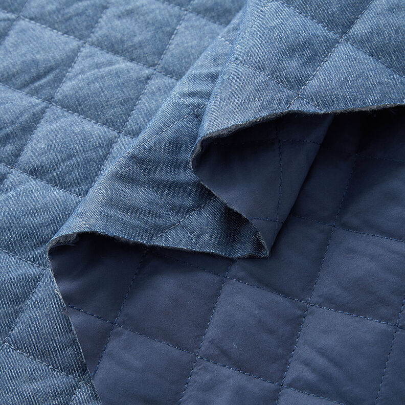 Tessuto Chambray trapuntato in tinta unita – colore blu jeans,  image number 3