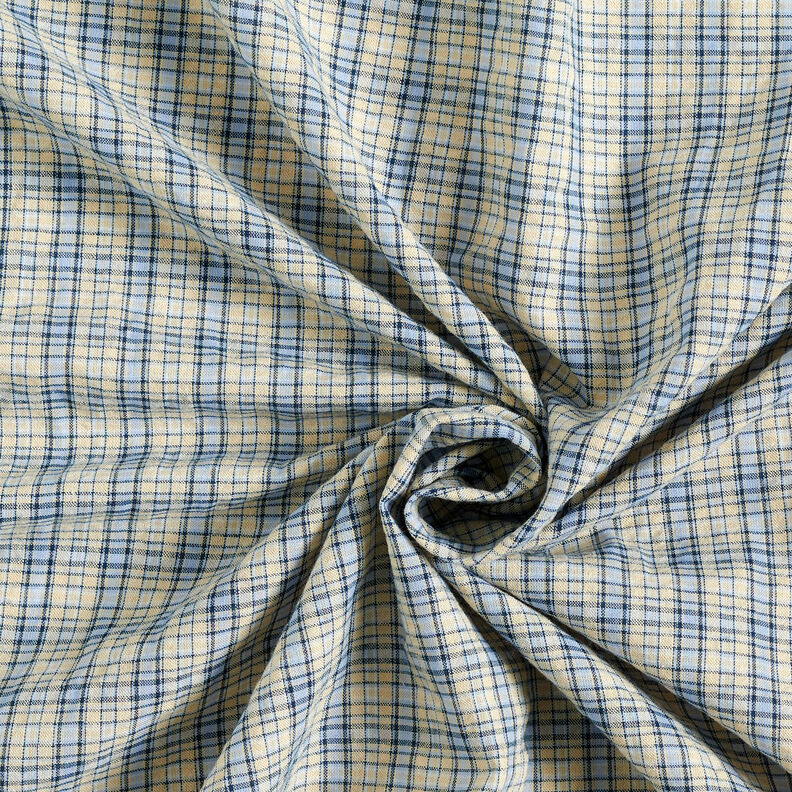 Tessuto misto cotone a quadri – mandorla/azzurro,  image number 4