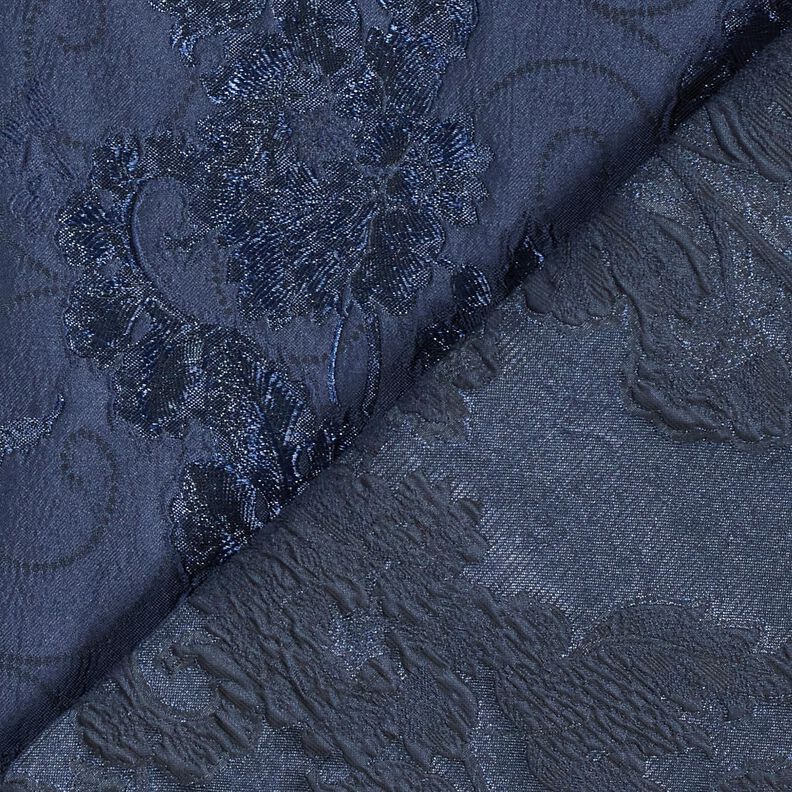 jacquard abbigliamento broccato fiori – blu marino, image number 4