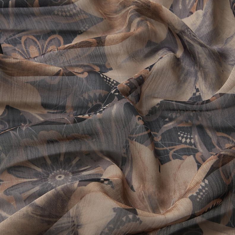 Fiori stilizzati in chiffon – nero,  image number 2