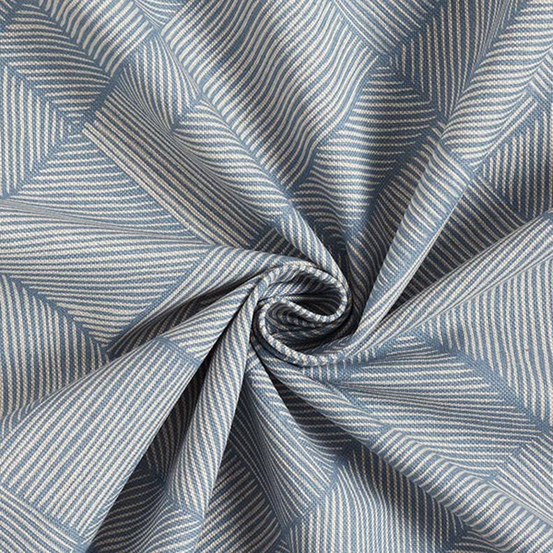 tessuto arredo mezzo panama Patchwork di linee – blu acciaio/naturale,  image number 3