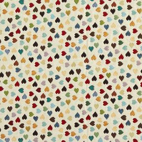 tessuto arredo gobelin Cuori sparsi – beige chiaro/petrolio, 