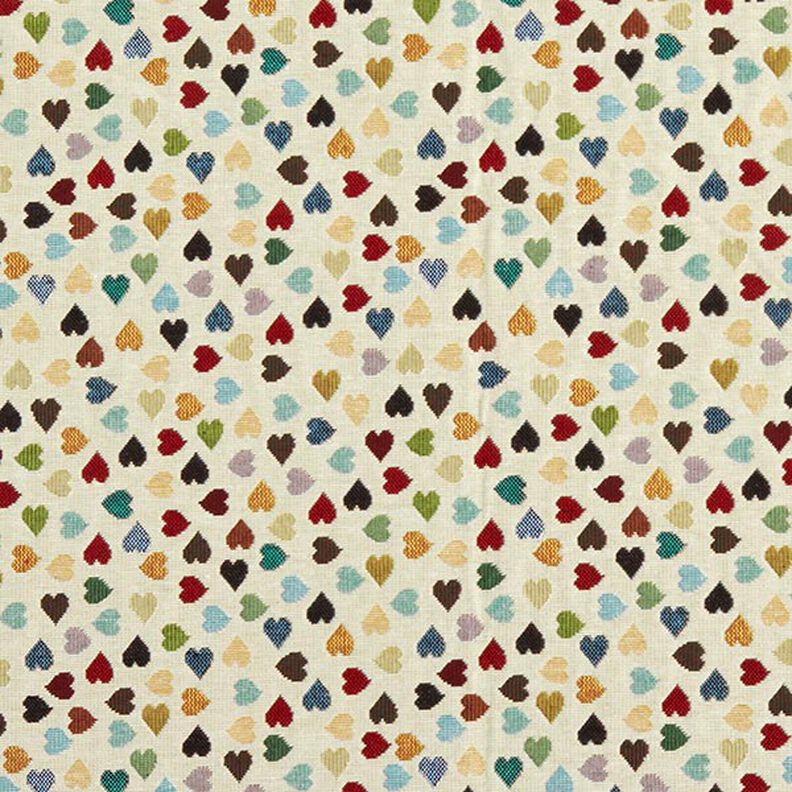 tessuto arredo gobelin Cuori sparsi – beige chiaro/petrolio,  image number 1