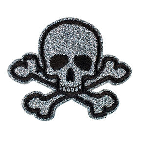 applicazione teschio [ 5,5 x 6,5 cm ] – argento/nero, 
