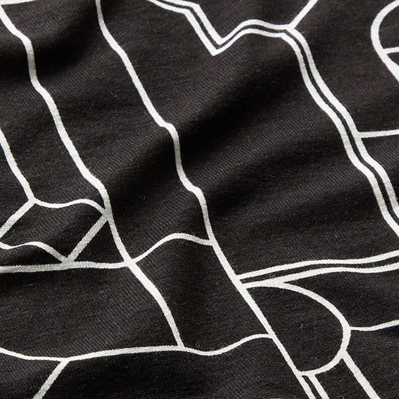 Forme geometriche in jersey di viscosa – nero/bianco,  image number 2