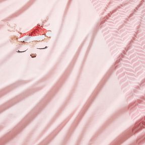 jersey di cotone Cervo glitterato addormentato taglio di tessuto | Glitzerpüppi – rosé/rosa antico, 