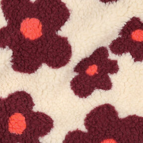 tessuto peluche fiori | Poppy Fabrics – anacardo/rosso Bordeaux, 