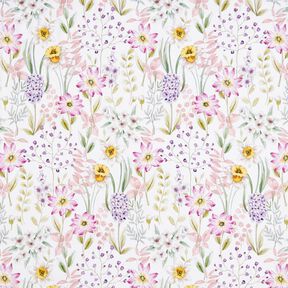 tessuto in cotone popeline Narcisi – avorio/rosa antico chiaro, 
