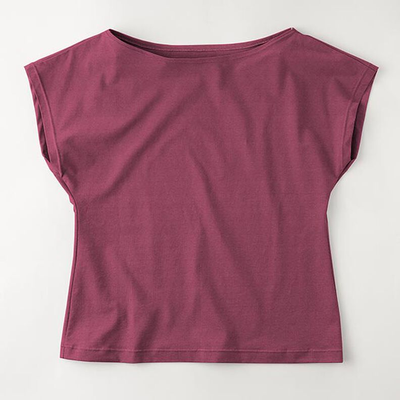 jersey di cotone medio tinta unita – rosso Bordeaux,  image number 8