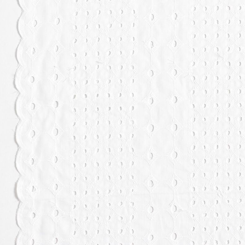 Tessuto di cotone traforato, ricamato con decorazioni – bianco,  image number 1