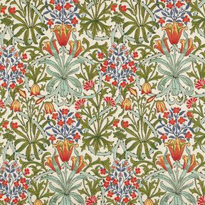 tessuto arredo gobelin motivo floreale stile liberty – crema/verde chiaro, 