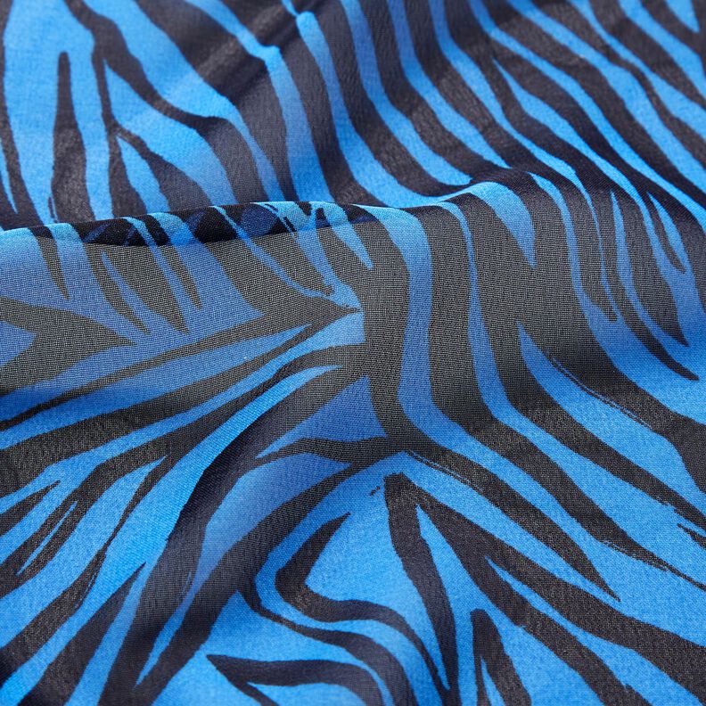 Righe zebrate in chiffon – blu/nero,  image number 2