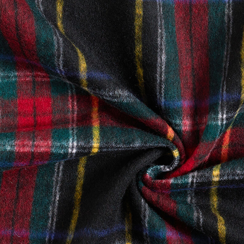 Tessuto per cappotto in misto lana vergine tartan – nero/rosso,  image number 3