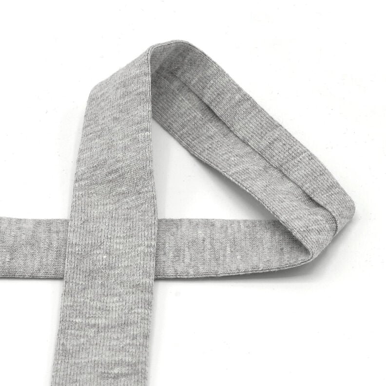 Nastro in sbieco jersey di cotone mélange [20 mm] – grigio chiaro,  image number 1