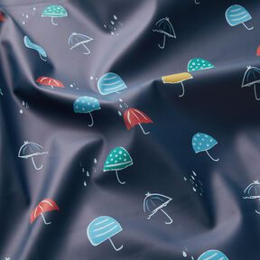 tessuto per impermeabili Ombrelli variopinti stampa digitale – blu marino, 