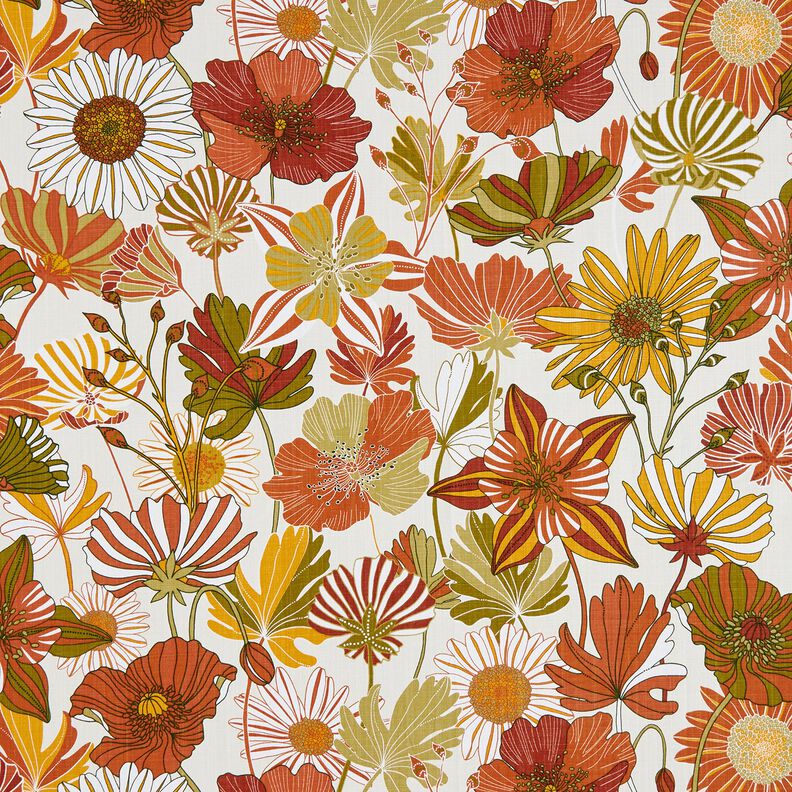 tessuto arredo panama Fiori dai colori vivaci – crema/terracotta,  image number 1