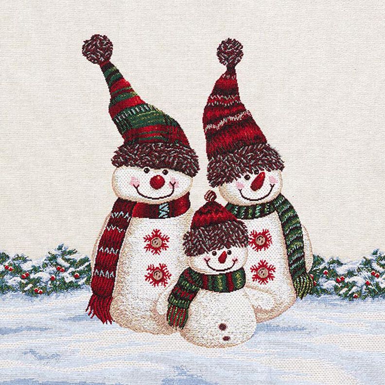 taglio di tessuto gobelin trio di pupazzi di neve – beige chiaro, image number 1