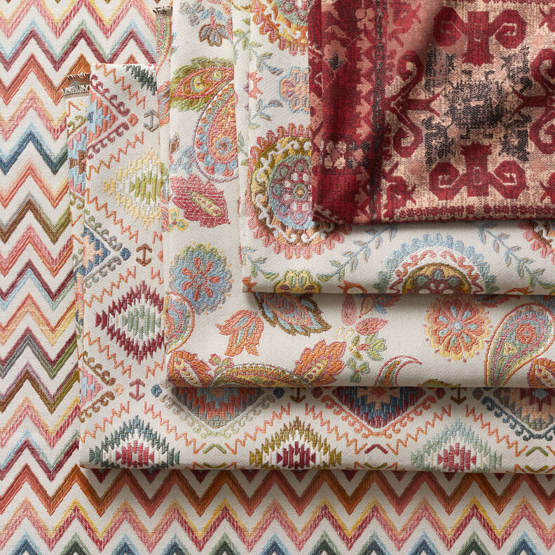 tessuto arredo Jacquard Tappeto indiano – beige chiaro,  image number 7