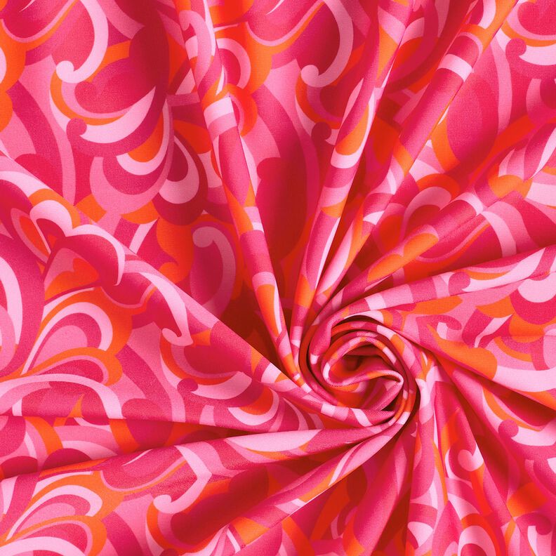 tessuto per costumi da bagno Anelli astratti – rosa fucsia acceso/arancione,  image number 3