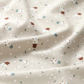 tessuto in cotone popeline Dolci pupazzi di neve – tortora chiaro, 
