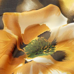 Chiffon con fiori acquerellati – bianco/giallo curry, 