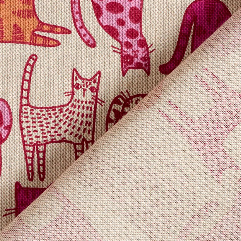 tessuto arredo mezzo panama gatti colorati – naturale/porpora,  image number 4